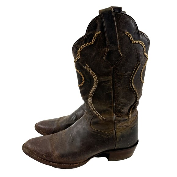 Dan Post Albany Boot Western Cowboy Brown Leather Bucklace Pull One Mens 9 EWide - Picture 2 of 16